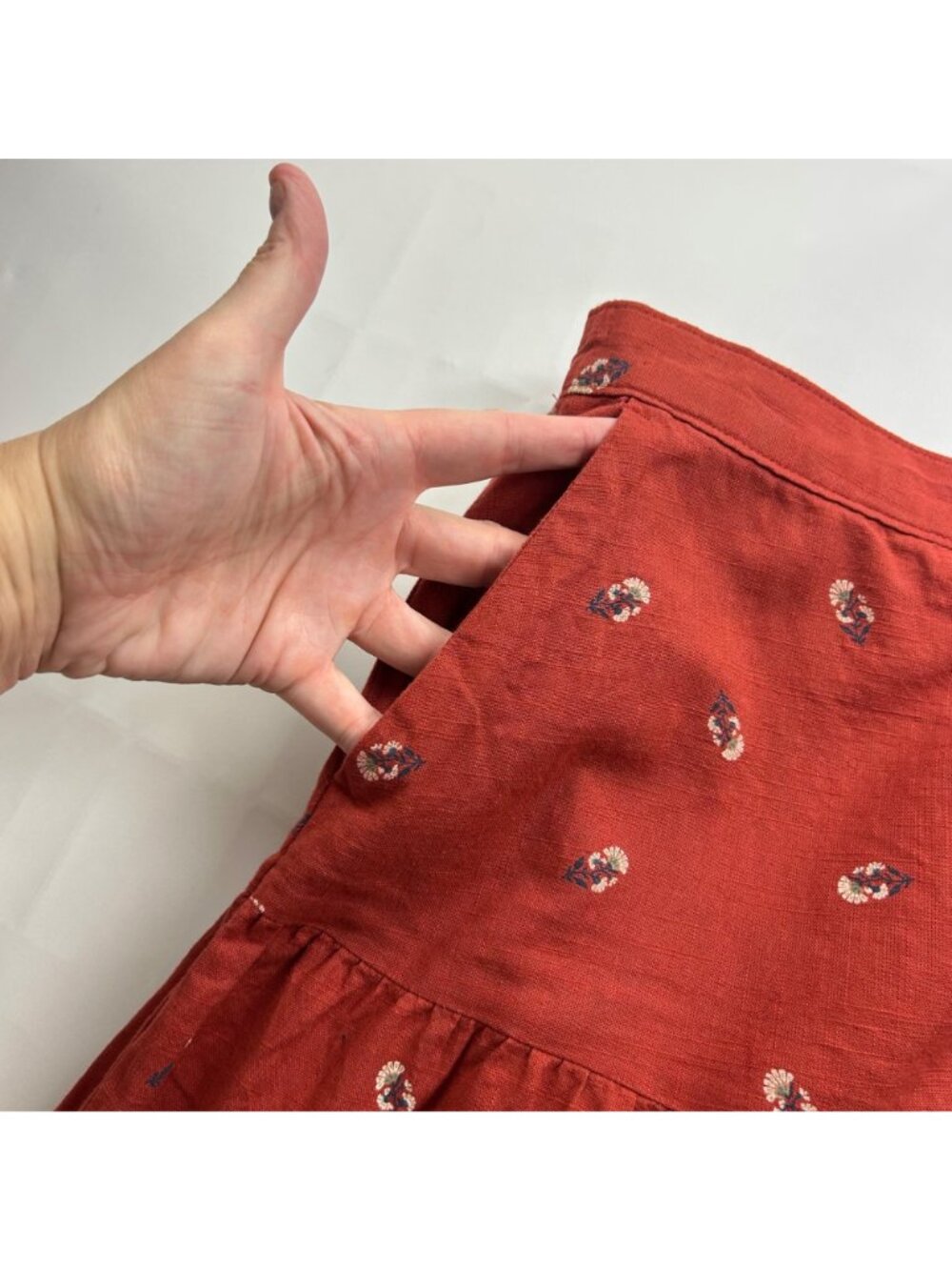 TALL Old Navy Rust Floral Print Linen Blend Maxi Skirt LT - Picture 3 of 8